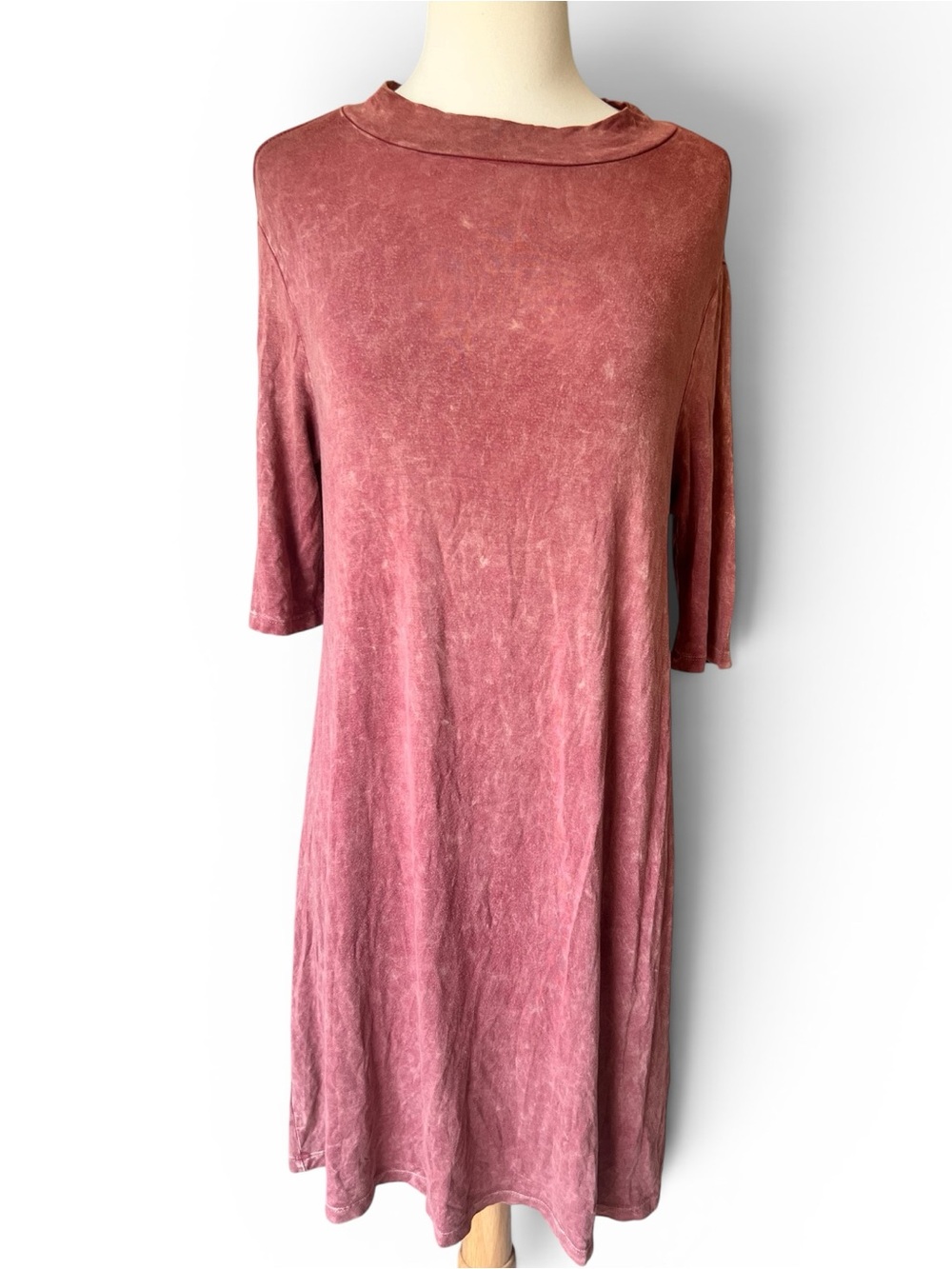Vestique Natural Dye Mock Neck Swing Dress